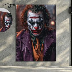 the joker canvas print, joker wall art, joker portrait wall art, joker print,the joker poster, comic wall art