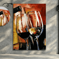 wine glass wall art, red wine, goblet canvas wall art, red wine canvas painting, alcohol canvas prints, kitchen dcor