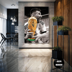 lionel messi wall art, world cup canvas art, football wall decor, goat, roll up canvas, stretched canvas art, framed wal