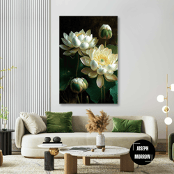 lotus wall art, flower canvas art, nature wall decor, roll up canvas, stretched canvas art, framed wall art painting