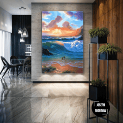 love wall art, romantic canvas art, sea wall decor, living room wall decor, roll up canvas, stretched canvas art, framed