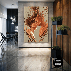 love wall art, romantic couple canvas art, surreal wall decor, roll up canvas, stretched canvas art, framed wall art pai