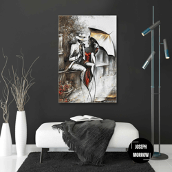 lover wall art, couple canvas art, elegant wall decor, roll up canvas, stretched canvas art, framed wall art painting