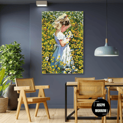 lovely wall art, flower garden canvas art,, gift for mom, flower wall decor, roll up canvas, stretched canvas art, frame