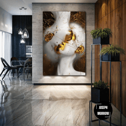 lover wall art, gold detail canvas art, abstract wall decor, roll up canvas, stretched canvas art, framed wall art paint