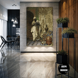 ludwig deutsch wall art, oriental canvas art, egyptian man wall decor, roll up canvas, stretched canvas art, framed wall