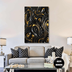luxury wall art, gold detail canvas art, abstract wall decor, 3d wall art, roll up canvas, stretched canvas art, framed