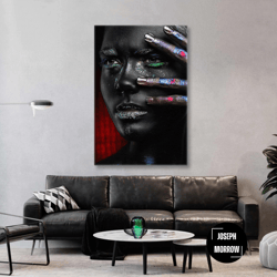 make up wall art, hairdresser wall decor, metallic make up canvas art, roll up canvas, stretched canvas art, framed wall