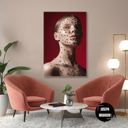 make up wall art, woman canvas art, modern portrait wall decor, roll up canvas, stretched canvas art, framed wall art pa