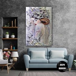 marble effect red lipstick woman 3d eyes closed roll up canvas, stretched canvas art, framed wall art painting