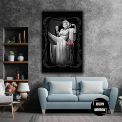 marilyn monroe smile sexy woman mirror makeup roll up canvas, stretched canvas art, framed wall art painting