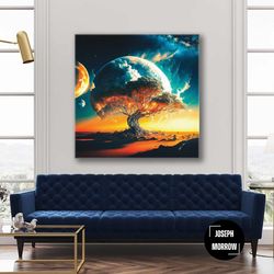 nature wall art, tree canvas art, moon wall art, roll up canvas, stretched canvas art, framed wall art painting