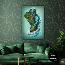 nature woman hugging kiss sea water roll up canvas, stretched canvas art, framed wall art painting