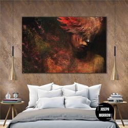 nature woman illustration tear landscape roll up canvas, stretched canvas art, framed wall art painting