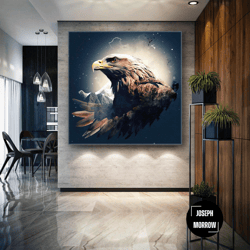 night sky mountains charismatic eagle bird roll up canvas, stretched canvas art, framed wall art painting-2