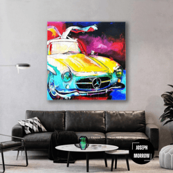 nostalgic car canvas, gift for him, wing door classic car decor, roll up canvas, stretched canvas art, framed wall art p