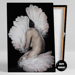 nude angel woman model wing angel woman roll up canvas, stretched canvas art, framed wall art painting