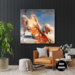 nude wall art, abstract nude canvas art, roll up canvas, stretched canvas art, framed wall art painting