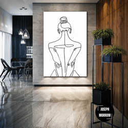 nude wall art, line art wall decor, sexy woman canvas art, roll up canvas, stretched canvas art, framed wall art paintin