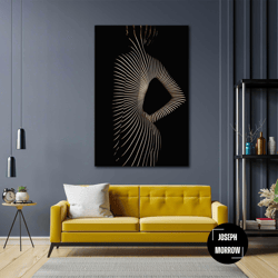 nude wall art, line canvas art, woman wall art decor, roll up canvas, stretched canvas art, framed wall art painting