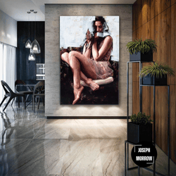 nude wall art, modern canvas art, sexy woman wall decor, roll up canvas, stretched canvas art, framed wall art painting