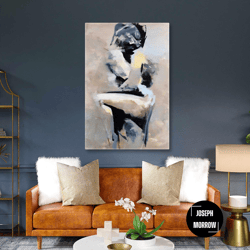 nude wall art, romantic canvas art, lover wall decor, modern wall decor, roll up canvas, stretched canvas art, framed wa