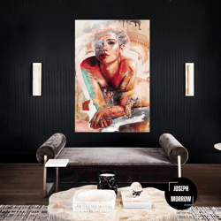 nude wall art, sexy woman canvas art, gazelles wall art, modern wall decor, roll up canvas, stretched canvas art, framed
