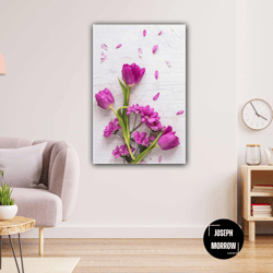 pink flower leaf decorative modern roll up canvas, stretched canvas art, framed wall art painting