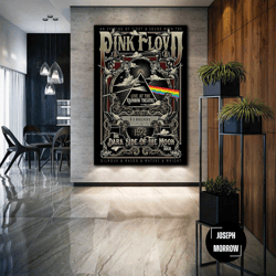 pink floyd poster music art rock roll up canvas, stretched canvas art, framed wall art painting