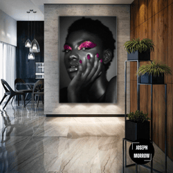 pink make up wall art, eye make up canvas art, beauty saloon wall decor, roll up canvas, stretched canvas art, framed wa