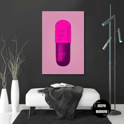 pink medicine illustration modern roll up canvas, stretched canvas art, framed wall art painting