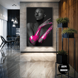 pink wall art, sculpture canvas art, modern wall decor, roll up canvas, stretched canvas art, framed wall art painting-1