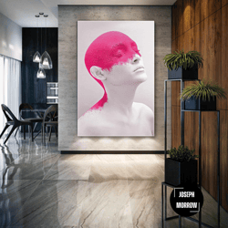 pink wall art, sculpture canvas art, modern wall decor, roll up canvas, stretched canvas art, framed wall art painting