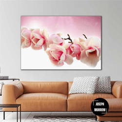 pink white cherry blossom nature decoration roll up canvas, stretched canvas art, framed wall art painting