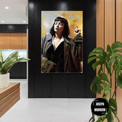 pulp fiction wall art, mia wallace canvas art, movie wall decor, roll up canvas, stretched canvas art, framed wall art p