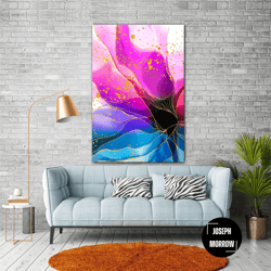 purple and pink wall art, floral canvas art, living room wall decor, roll up canvas, stretched canvas art, framed wall a