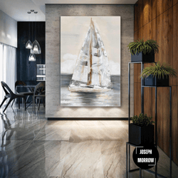 sail in sea wall art, nature canvas art, living room wall decor, roll up canvas, stretched canvas art, framed wall art p