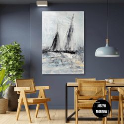 sailboat wall art, sea wall decor, nature wall art decor, roll up canvas, stretched canvas art, framed wall art painting