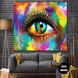 abstract eye canvas print colorful modern wall art eye present on canvas eye painting contemporary art for interior colo