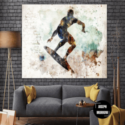 abstract surfer print sport print surf wall art sport print on canvas surfing painting modern multi panel sport decor pr