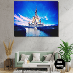 cinderella castle ready to hang canvas, disney poster, disney wall art, girls wall art, disneyland, disney wall art, cas