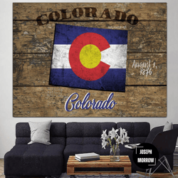 colorado wall art colorado map unique colorado flag map print on canvas wooden background wall art multi panel print for