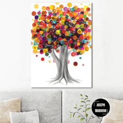 colorful abstract tree print on canvas original positive vibe poster artwork for home decor