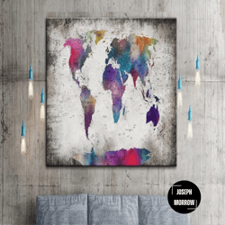 colorful world map wall art world map educational multi panel print geografic wall hanging decor modern colorful map pri
