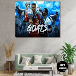 cristiano ronaldo lionel messi canvas ready to hang, cristiano ronaldo poster, lionel messi poster, the best footbal pla