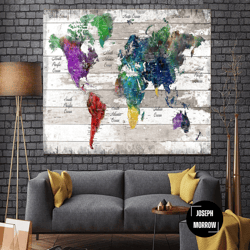 Extra Large World Map Push Pin Colorful Contemporary Map Wall Print World Map Wall Art Modern Artwork Photo Decor On Can
