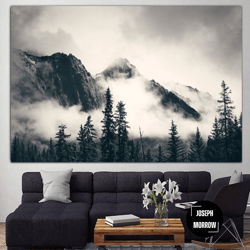 large mountains print on canvas forest poster foggy forest wall art nature print multi panel wall art pine forest poster
