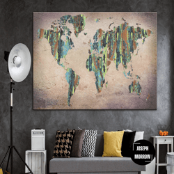large world map canvas wall art green map of the world print beige wall art educational map poster wall hanging decor gi