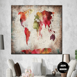 large world map canvas wall art map of the world multi panel map print textured wall hanging decor office decor gift for