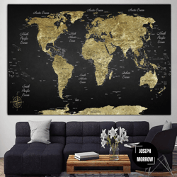 large world map wall art canvas gold map of the world poster multi panel wall art travel map of the world wanderlust map